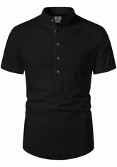 Men's Cotton Fabric Half Sleeve Black Kurta