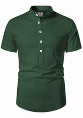 Men's Cotton Fabric Half Sleeve Green Kurta