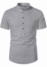 Men's Cotton Fabric Half Sleeve Grey Kurta