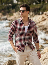 Men's 100% Cotton Fabric Full Sleeve red checkered shirt