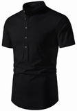 Men's Cotton Fabric Half Sleeve Black Kurta