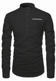 Men's Cotton Fabric Contrast Design Black Kurta