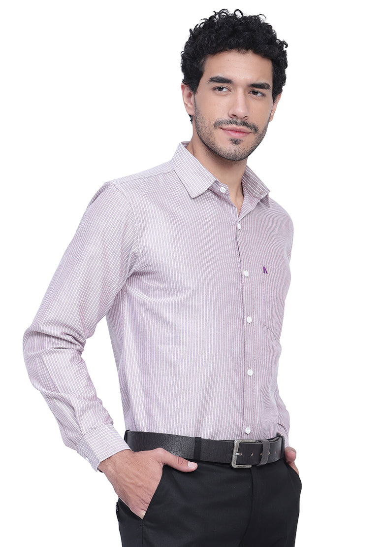 Men's Cotton Blend Fabric Full Sleeve Brown Strip Shirt – Apektra