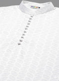Men White Geometric Embroidered Chikankari Pure Cotton Kurta (AP29)
