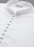 Men White Solid Chikankari Embroidered Mandarin Collar Cotton Kurta (AP31)