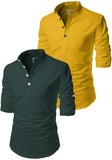 Men's Cotton Blend Fabric Full Sleeve Multi Color Combo Kurta - Pack of 2