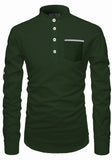 Men's Cotton Fabric Contrast Design Green Kurta