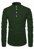 Men's Cotton Fabric Roll Up Sleeve Green Kurta