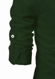 Men's Cotton Fabric Roll Up Sleeve Green Kurta