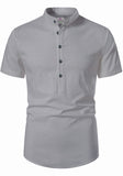 Men's Cotton Fabric Half Sleeve Grey Kurta