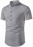 Men's Cotton Fabric Half Sleeve Grey Kurta
