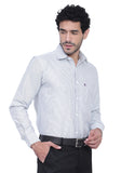 Men's Cotton Blend Fabric Full Sleeve Light Grey Strip Shirt