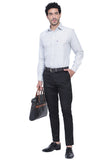 Men's Cotton Blend Fabric Full Sleeve Light Grey Strip Shirt