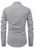 Men's Cotton Fabric Roll Up Sleeve Spread Collar Grey Kurta