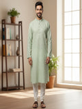 Men Solid Embroidered Mandarin Collar Cotton Kurta (AP32)