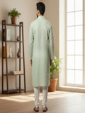 Men Solid Embroidered Mandarin Collar Cotton Kurta (AP32)