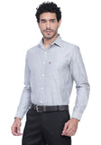 Men's Cotton Blend Fabric Full Sleeve Grey Strip Shirt