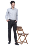 Men's Cotton Blend Fabric Full Sleeve Grey Strip Shirt