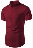 Men's Cotton Fabric Half Sleeve Maroon Kurta