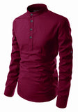 Men's Cotton Fabric Roll Up Sleeve Maroon Kurta