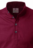 Men's Cotton Fabric Roll Up Sleeve Maroon Kurta
