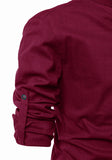 Men's Cotton Fabric Roll Up Sleeve Maroon Kurta