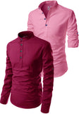 Men's Cotton Blend Fabric Full Sleeve Multi Color Combo Kurta - Pack of 2