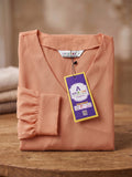 APEKTRA Mustard Gold Crepe V-Neck Puff Sleeve Elegant Top
