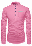 Men's Cotton Fabric Contrast Design Peach Kurta