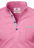 Men's Cotton Fabric Contrast Design Peach Kurta