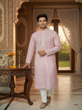 Men Solid Embroidered Mandarin Collar Cotton Kurta (AP32)