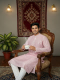 Men Solid Embroidered Mandarin Collar Cotton Kurta (AP32)
