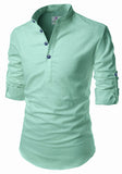 Men's Cotton Fabric Roll Up Sleeve Pista Kurta