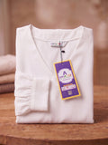 APEKTRA Mustard Gold Crepe V-Neck Puff Sleeve Elegant Top
