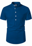 Men's Cotton Fabric Half Sleeve Royal Blue Kurta