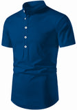 Men's Cotton Fabric Half Sleeve Royal Blue Kurta