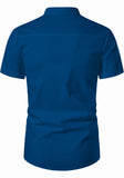 Men's Cotton Fabric Half Sleeve Royal Blue Kurta
