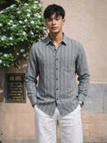 Men's 100% Cotton Fabric Full Sleeve Navy Blue Micro geometric or textured pattern Shirts