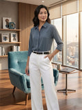 APEKTRA Classic White Rayon Shirt – Elegant 3/4 Sleeve Smart Fit