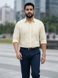 Men's 100% Cotton Fabric Full Sleeve Beige vertical stripes Shirts