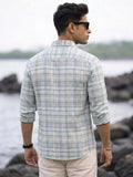 Men's 100% Cotton Fabric Full Sleeve Mint green checkered Casual Shirt