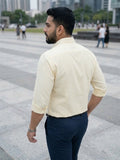Men's 100% Cotton Fabric Full Sleeve Beige vertical stripes Shirts