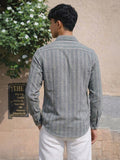 Men's 100% Cotton Fabric Full Sleeve Navy Blue Micro geometric or textured pattern Shirts