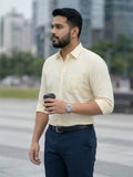 Men's 100% Cotton Fabric Full Sleeve Beige vertical stripes Shirts