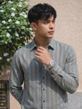 Men's 100% Cotton Fabric Full Sleeve Navy Blue Micro geometric or textured pattern Shirts
