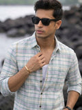 Men's 100% Cotton Fabric Full Sleeve Mint green checkered Casual Shirt