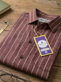 Men's 100% Cotton Fabric Full Sleeve Maroon Vertical Stripe Casual Shirt