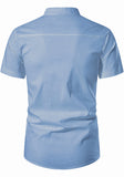 Men's Cotton Fabric Half Sleeve Sky Blue Kurta