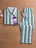 Women's Two Piece Set, Royal Blue, Shirts with Wide Leg Trousers, Full Sleeve