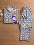 Women's Two Piece Set, Baby Sky Blue, Shirts with Wide Leg Trousers, Full Sleeve